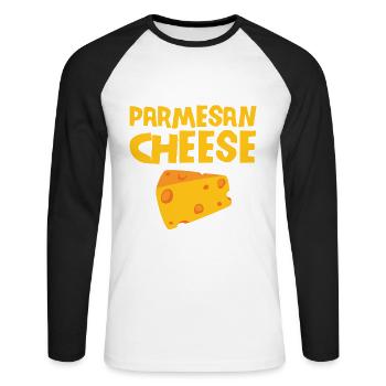 Parmesan - Unisex Baseballshirt langarm - Weiß/Schwarz - Vorne - Nik (191cm)