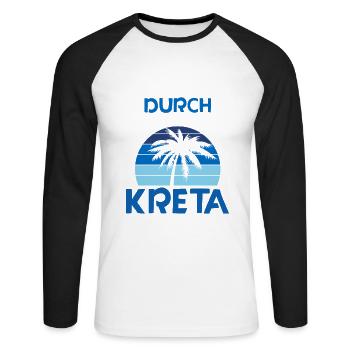 Kreta - Unisex Baseballshirt langarm - Weiß/Schwarz - Vorne - Nik (191cm)