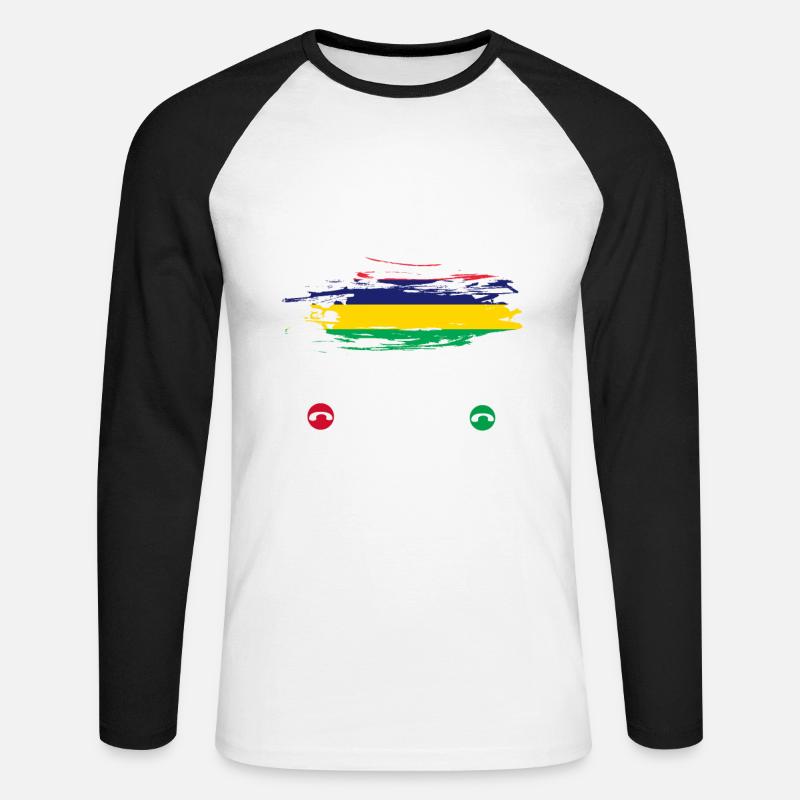 Mauritius - Unisex Baseballshirt langarm - Weiß/Schwarz