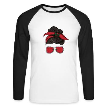 Maroc - T-shirt baseball manches longues Homme - blanc/noir - Devant - Nik (191cm)