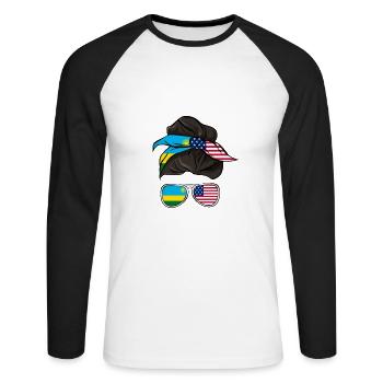 Rwanda - T-shirt baseball manches longues Homme - blanc/noir - Devant - Nik (191cm)