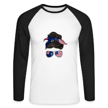 Saint Helena - Unisex Long Sleeve Baseball T-Shirt - white/black - Front - Nik (191cm)