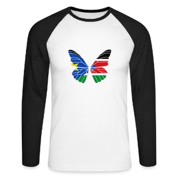 Soudan du Sud - T-shirt baseball manches longues Homme - blanc/noir - Devant - Nik (191cm)