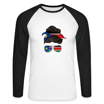 Soudan du Sud - T-shirt baseball manches longues Homme - blanc/noir - Devant - Nik (191cm)