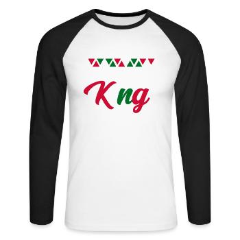 Sudan - Unisex Baseballshirt langarm - Weiß/Schwarz - Vorne - Nik (191cm)