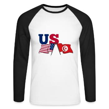 Tunisie - T-shirt baseball manches longues Homme - blanc/noir - Devant - Nik (191cm)