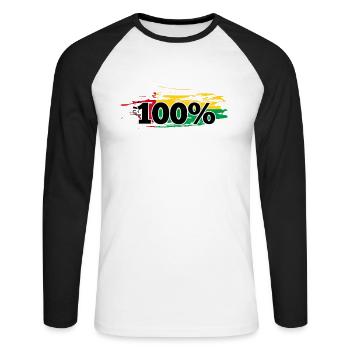 Guinea Bissau - Unisex Baseballshirt langarm - Weiß/Schwarz - Vorne - Nik (191cm)