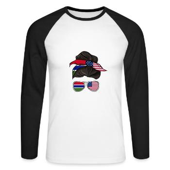 Gambie - T-shirt baseball manches longues Homme - blanc/noir - Devant - Nik (191cm)