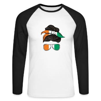 Côte d’Ivoire - T-shirt baseball manches longues Homme - blanc/noir - Devant - Nik (191cm)