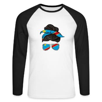 Congo - T-shirt baseball manches longues Homme - blanc/noir - Devant - Nik (191cm)