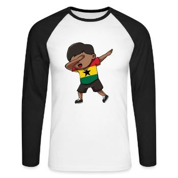 Ghana - T-shirt baseball manches longues Homme - blanc/noir - Devant - Nik (191cm)