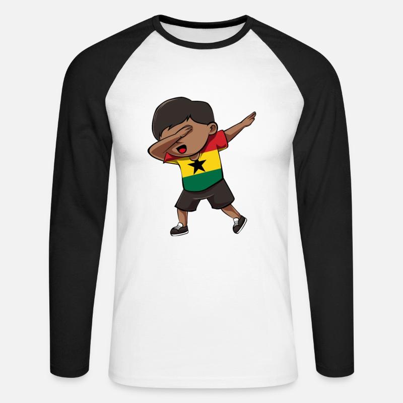 Ghana - Unisex Baseballshirt langarm - Weiß/Schwarz