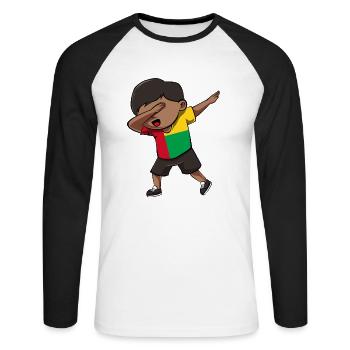 Guinea Bissau - Unisex Baseballshirt langarm - Weiß/Schwarz - Vorne - Nik (191cm)