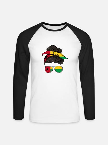 Guinea Bissau - Unisex Baseballshirt langarm - Weiß/Schwarz