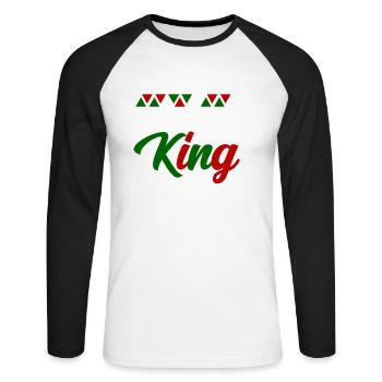 Kenya - T-shirt baseball manches longues Homme - blanc/noir - Devant - Nik (191cm)