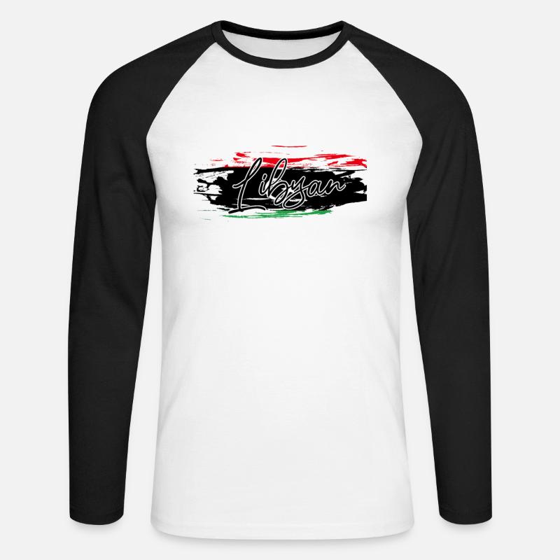 Libya - Unisex Baseballshirt langarm - Weiß/Schwarz