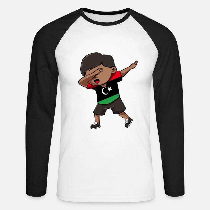 Libya - Unisex Baseballshirt langarm - Weiß/Schwarz