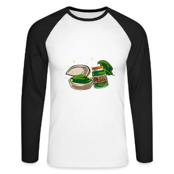 Pesto - Unisex Baseballshirt langarm - Weiß/Schwarz - Vorne - Nik (191cm)