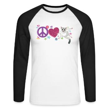 Birthday Girl in 1 Sugar Glider - Unisex Long Sleeve Baseball T-Shirt - white/black - Front - Nik (191cm)