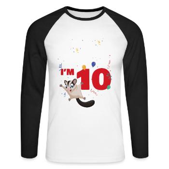 Birthday girl in 11 Sugar Glider - Unisex Long Sleeve Baseball T-Shirt - white/black - Front - Nik (191cm)