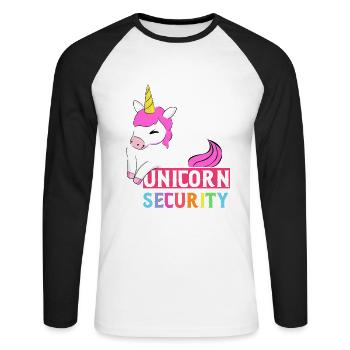 Einhorn - Unisex Baseballshirt langarm - Weiß/Schwarz - Vorne - Nik (191cm)