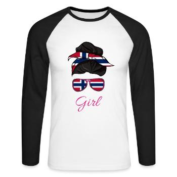 Norvégienne - T-shirt baseball manches longues Homme - blanc/noir - Devant - Nik (191cm)