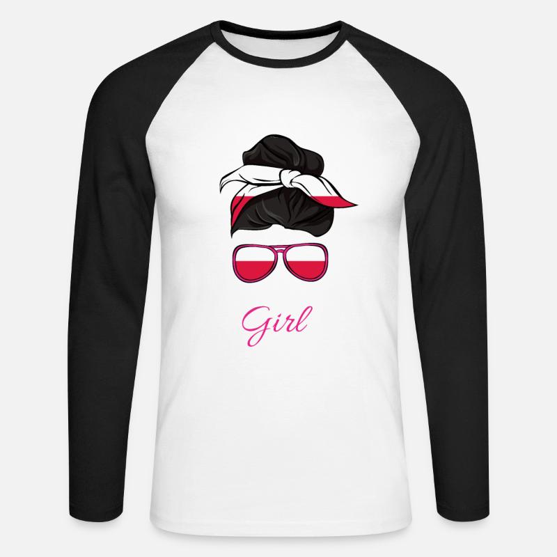 Polnisches Mädchen - Unisex Baseballshirt langarm - Weiß/Schwarz