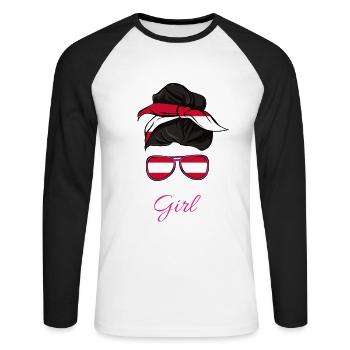 Austrian Girl - Unisex Long Sleeve Baseball T-Shirt - white/black - Front - Nik (191cm)