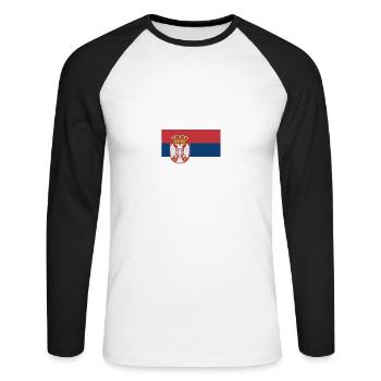 Serbien - Unisex Baseballshirt langarm - Weiß/Schwarz - Vorne - Nik (191cm)