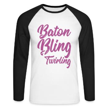 Bâton Twirling Bâton Twirler cadeau - T-shirt baseball manches longues Homme - blanc/noir - Devant - Nik (191cm)