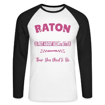 Baton Twirling Baton Twirler Gift - Unisex Long Sleeve Baseball T-Shirt - white/black - Front - Nik (191cm)