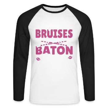Baton Twirling Baton Twirler Gift - Unisex Long Sleeve Baseball T-Shirt - white/black - Front - Nik (191cm)
