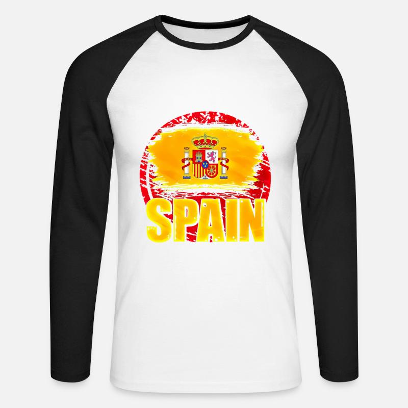 Spanien - Unisex Baseballshirt langarm - Weiß/Schwarz