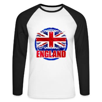 Angleterre - T-shirt baseball manches longues Homme - blanc/noir - Devant - Nik (191cm)