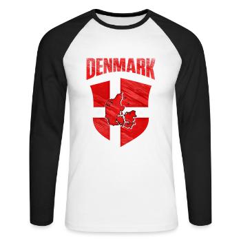 Denmark - Unisex Long Sleeve Baseball T-Shirt - white/black - Front - Nik (191cm)