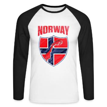 Norvège - T-shirt baseball manches longues Homme - blanc/noir - Devant - Nik (191cm)