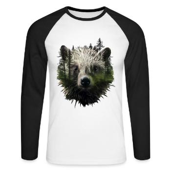 Porc-épic - T-shirt baseball manches longues Homme - blanc/noir - Devant - Nik (191cm)
