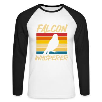 Cadeau d’ornithologie de fauconnerie - T-shirt baseball manches longues Homme - blanc/noir - Devant - Nik (191cm)