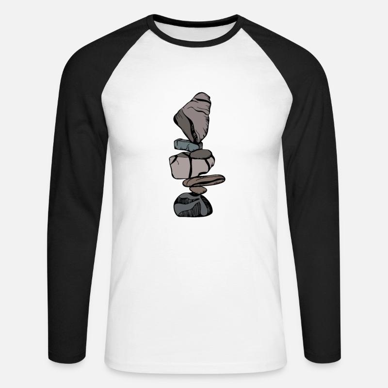 Stacking Stones, Balancing Layers - Unisex Long Sleeve Baseball T-Shirt - white/black