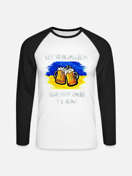 Ukraine Trink Team - Unisex Baseballshirt langarm - Weiß/Schwarz