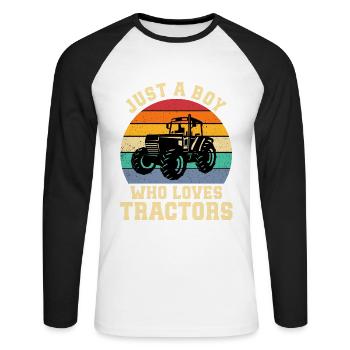 Tractor Lover Funny Tractor Gift - Unisex Long Sleeve Baseball T-Shirt - white/black - Front - Nik (191cm)