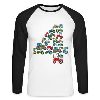 Tractor Lover Funny Tractor Gift - Unisex Long Sleeve Baseball T-Shirt - white/black - Front - Nik (191cm)