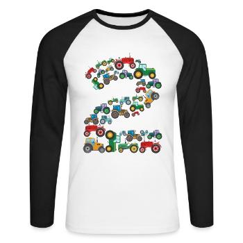 Tractor Lover Funny Tractor Gift - Unisex Long Sleeve Baseball T-Shirt - white/black - Front - Nik (191cm)