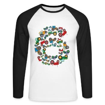 Tractor Lover Funny Tractor Gift - Unisex Long Sleeve Baseball T-Shirt - white/black - Front - Nik (191cm)