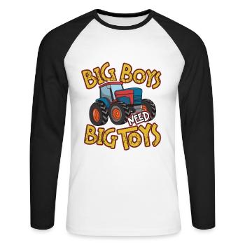 Tractor Lover Funny Tractor Gift - Unisex Long Sleeve Baseball T-Shirt - white/black - Front - Nik (191cm)