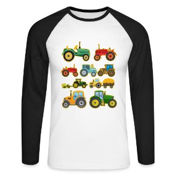 Tractor Lover Funny Tractor Gift - Unisex Long Sleeve Baseball T-Shirt - white/black - Front - Nik (191cm)