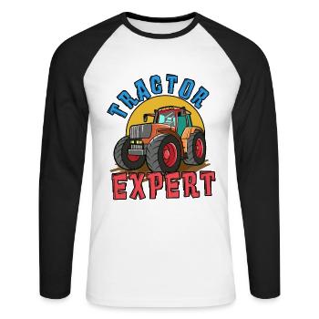 Tractor Lover Funny Tractor Gift - Unisex Long Sleeve Baseball T-Shirt - white/black - Front - Nik (191cm)