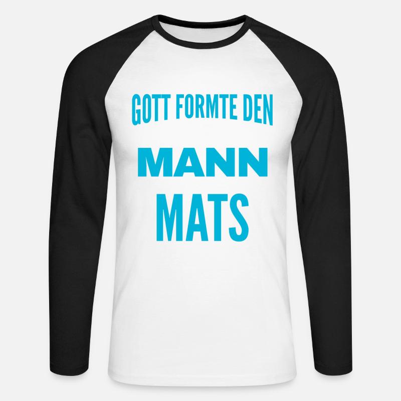 Mats Name Design - Unisex Baseballshirt langarm - Weiß/Schwarz