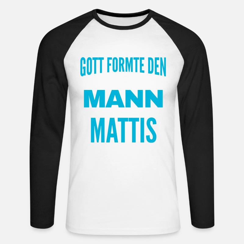 Mattis Name Design - Unisex Baseballshirt langarm - Weiß/Schwarz