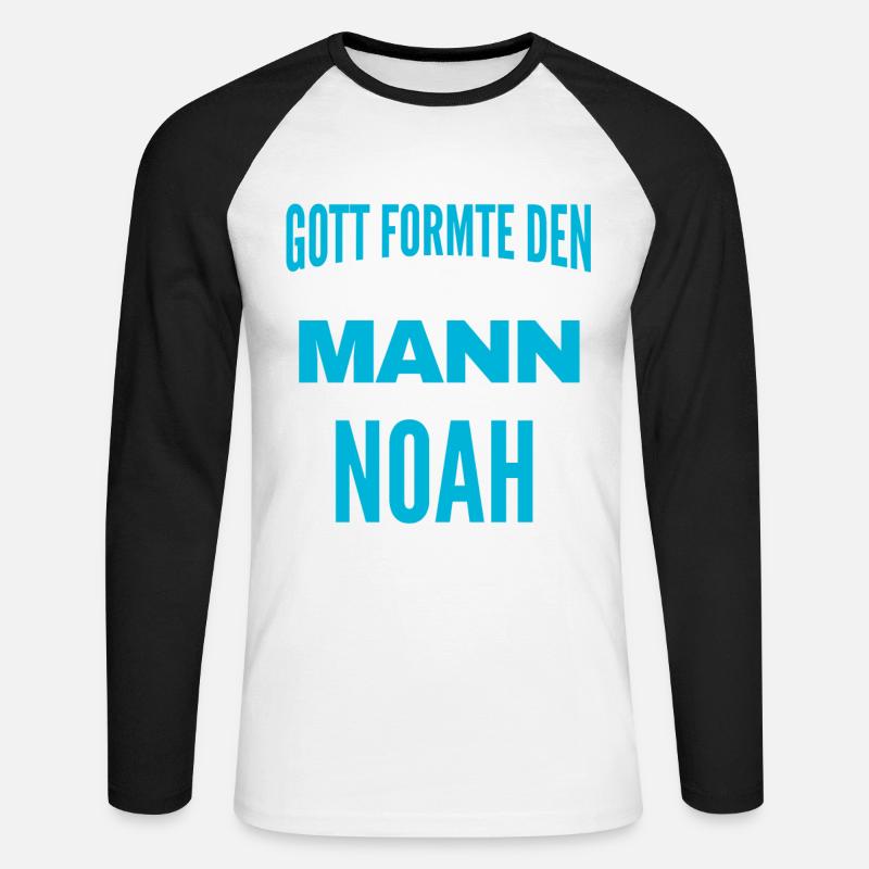 Noah Name Design - Unisex Baseballshirt langarm - Weiß/Schwarz